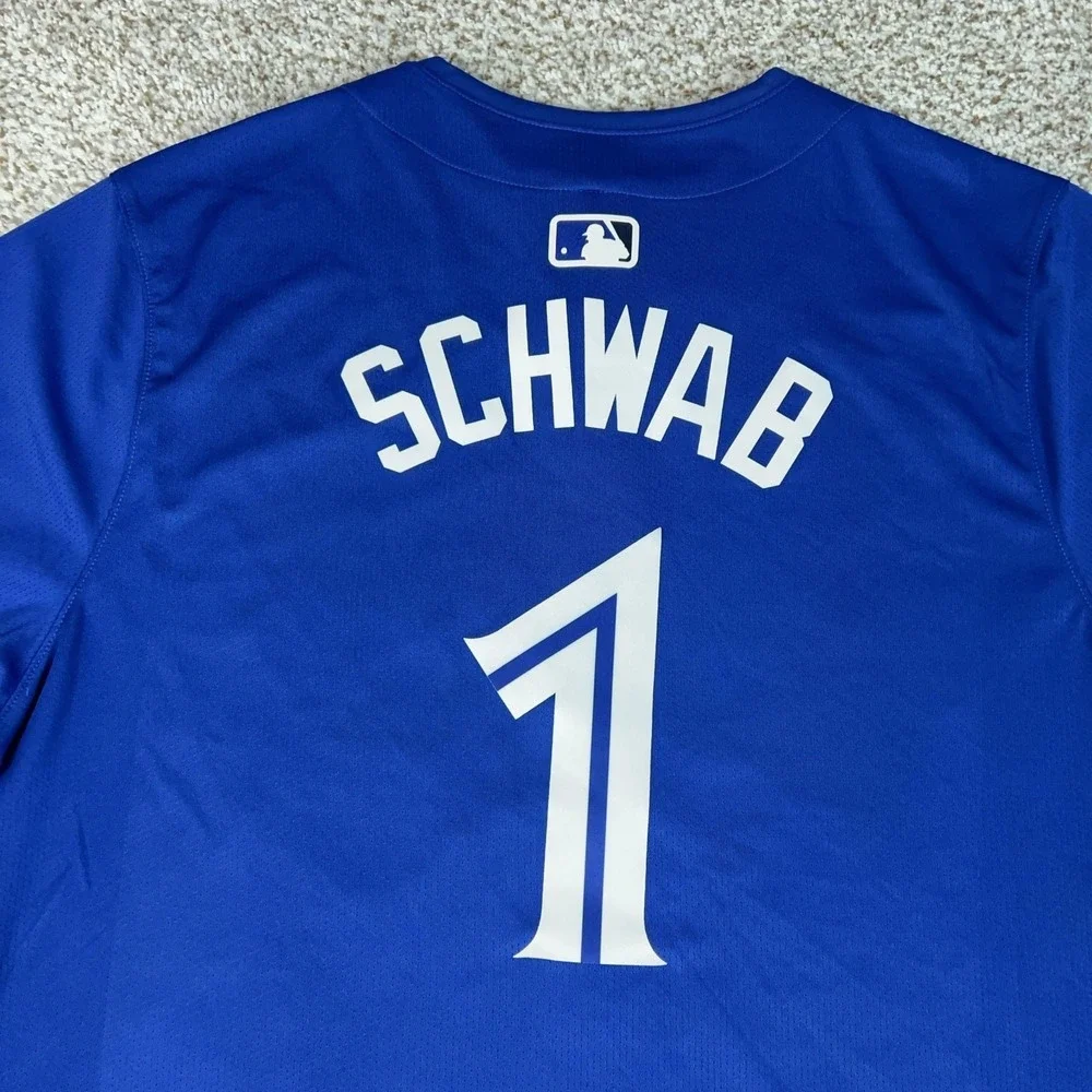Toronto Blue Jays Jersey Mens XL Blue MLB Baseball Nike Schwab 1 Top Custom MLB